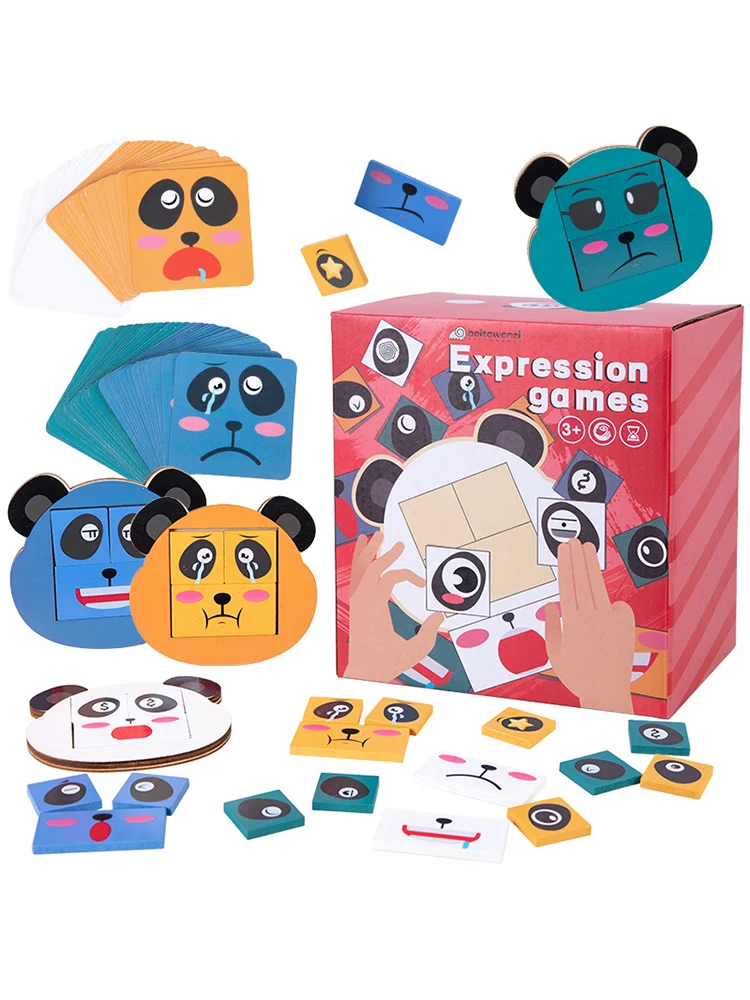 

Cube Face Changing Building Blocks Board Cartoon Puzzle Montessori Wooden Level Game Thinking Challenge Kids Toys