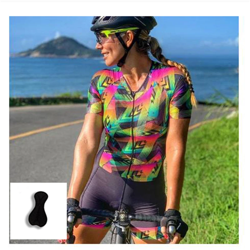 

Women's Cycling Triathlon Suit Women Long Sleeve Skinsuit One Piece Bike Jumpsuit Bodysuit Summer Trajes Ciclismo Mujer Racing