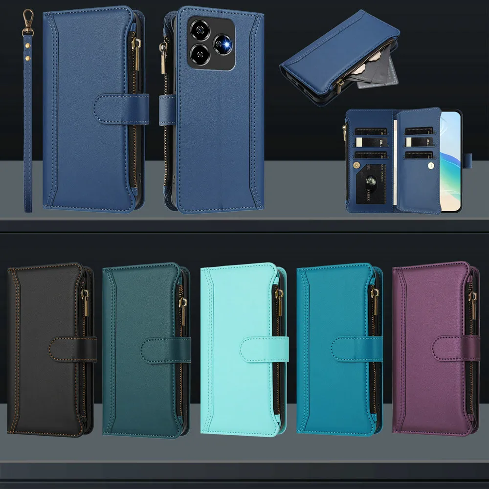 Для ZTE Axon 60 50 Lite 70 5G кожаный чехол-кошелек на молнии для ZTE Blade V70 Max V60 Design V50 Vita V40S Роскошный чехол (art.: 3920cebb8bc5b) - 3920cebb8bc5b