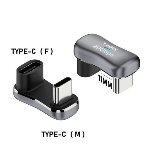 Адаптер USB C 180-градусный U-образный адаптер USB-C 3.1 «мама-папа» Угловой адаптер OTG, совместимый с переключателем MacBook