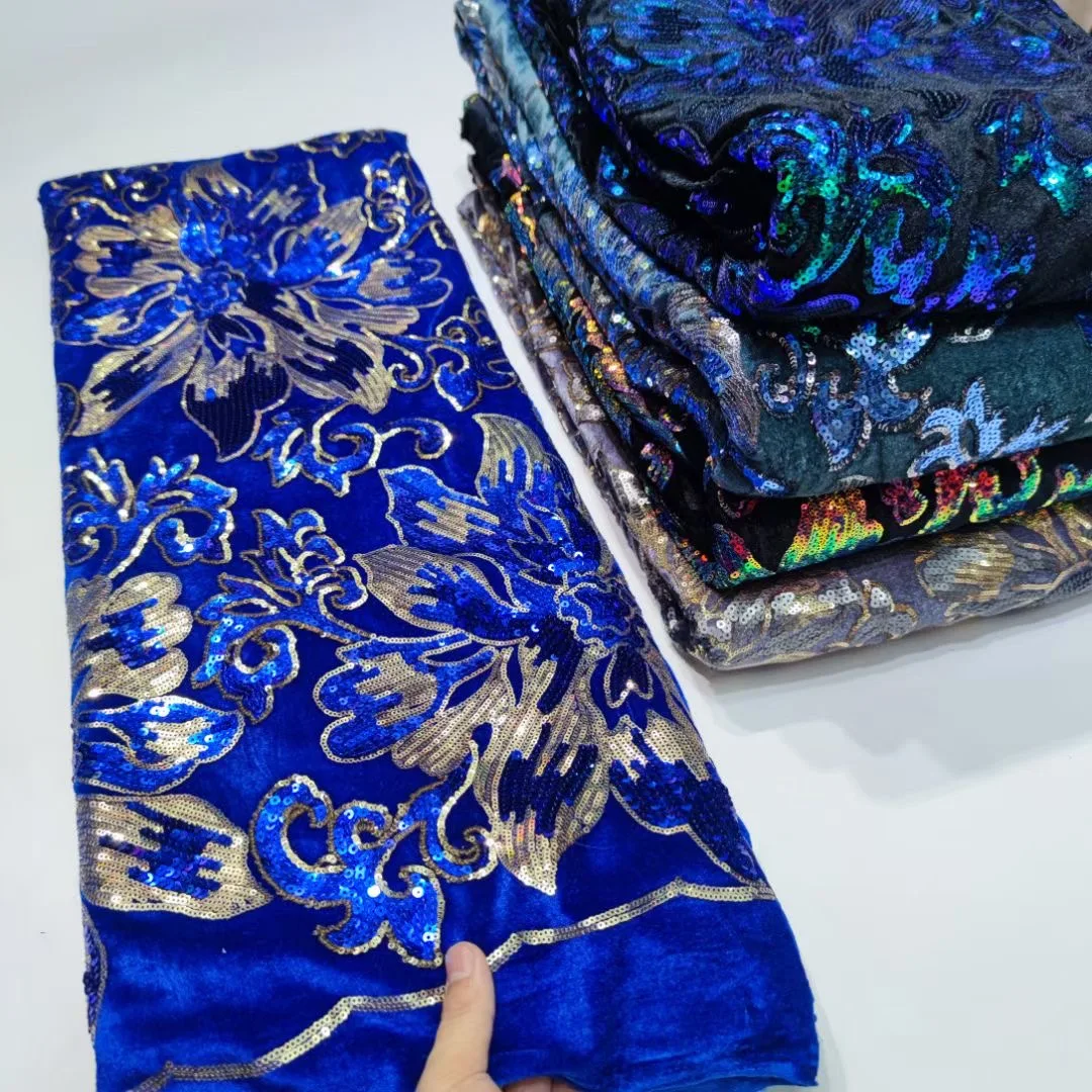 

Уникальный гипюр вышитые французские кружева Африканский бархат блестки вдохновленная одежда тюль ткань для церемонии 5 ярдов TS1672