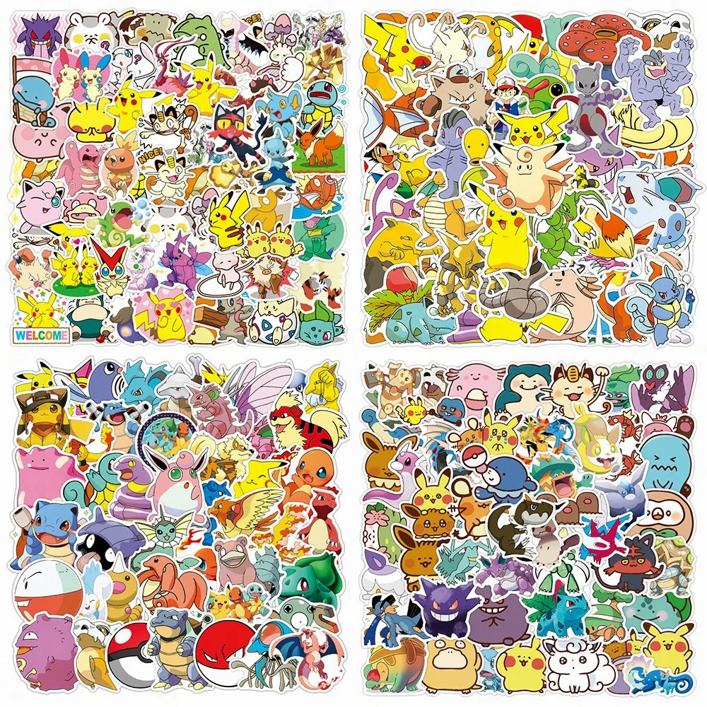 

50Pcs Bokemon Japanese Cute Cartoon Pikachu Sticker Automobile Laptop Refrigerator Sticker Waterproof Graffiti Sticker Toy