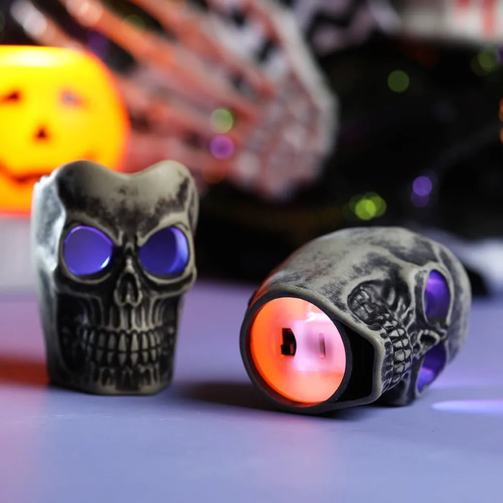 

Halloween Scary Skull LED Light Resin Skeleton Head Flameless Candle Light Home Bar Halloween Party Props Ornament Decor Lamp