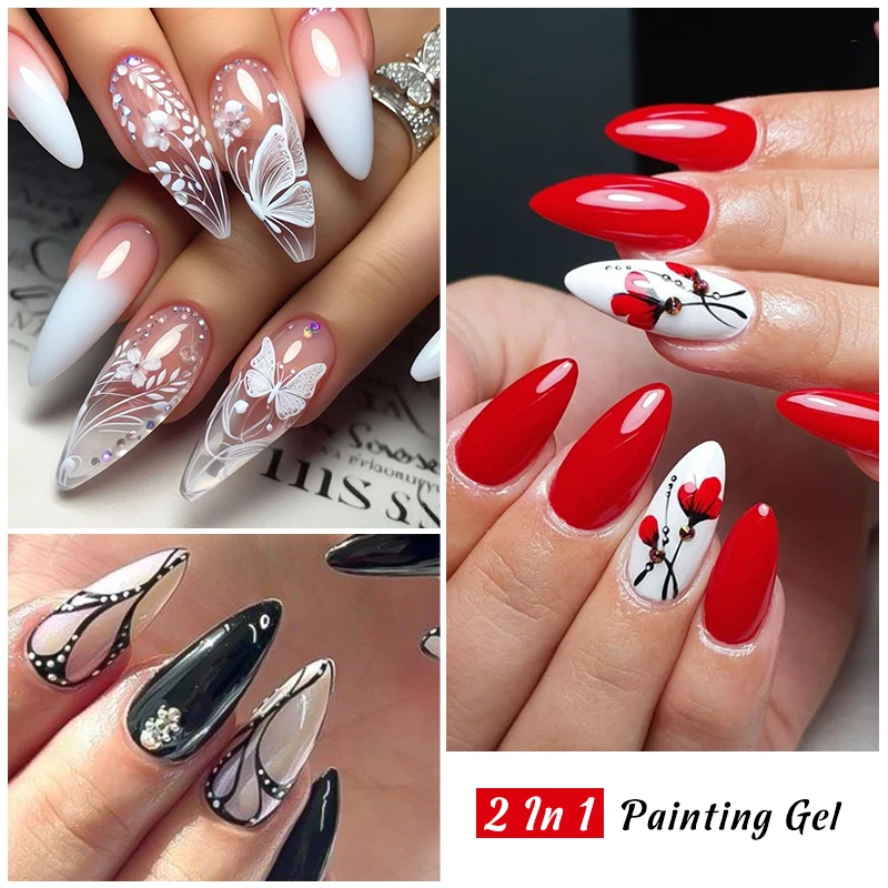 8 мл Черно-белый гель-лак для ногтей с супер текстурой линии Цветочный рисунок