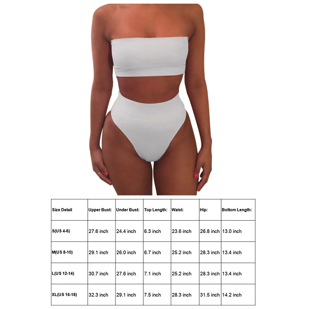 

Solid Color Crop Bra Bikini Swimwear Swimsuit Beachwear Set for Women Girl