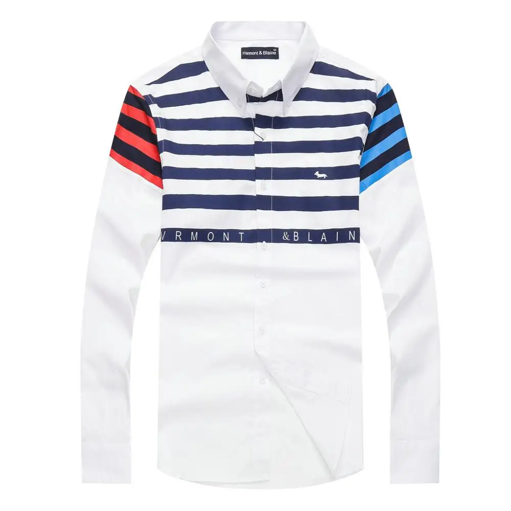 2021 Striped Brand Cotton Men Casual Shirt Long Sleeve Shirt Harmont Blaine Blouses Clothing Dress Shirts Male