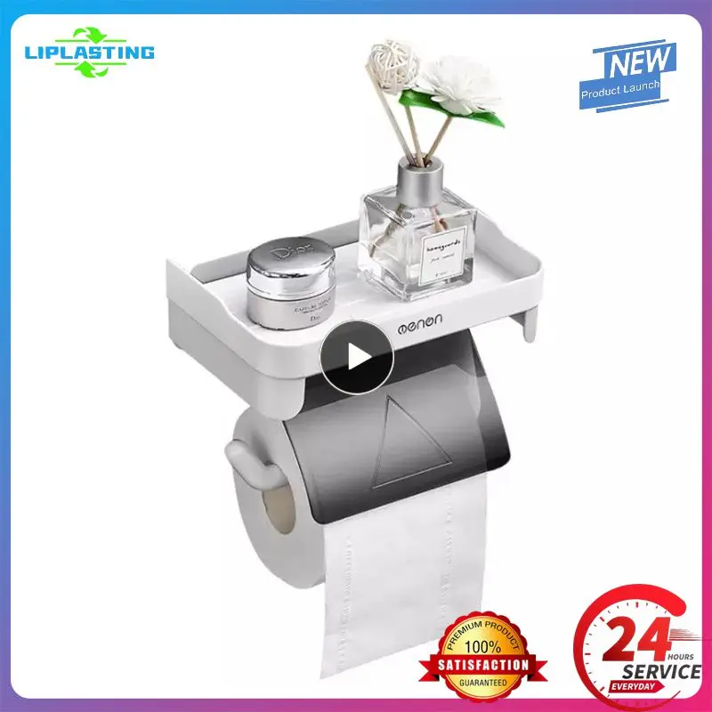 

Top Sundries Storage Tissue Organizer Toilet Paper Holder Wall-mounted With Phone Storage Shelf Toilet Shelf Waterproof Plastic
