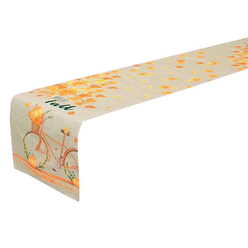 

Fall Thanksgiving Day Table Runner With Maple Leaves And Pumpkin Autumn Family Gather Table Decoration