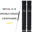 Световой меч с двойной окантовкой RGB, сменный светодиодный лазерный меч 7 цветов, переключаемый Два в одном, полностью металлическая ручка, подарок для косплея