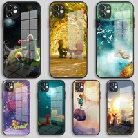 black silicone glass case for iphone 13 12 11 pro xs max x xr 8 7 6 plus se 2020 s mini cover the little prince with fox
