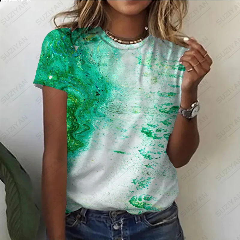 

Summer Women's Stripe Printed T-shirt Harajuku Y2K Plus Size Casual Top Women's Clothing High Quality Short Sleeve
