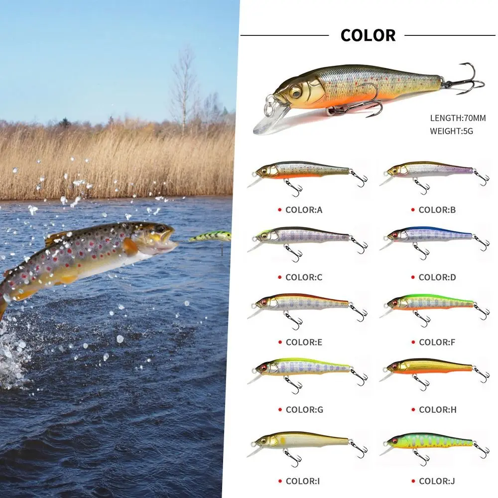 

5G/70MM Tackle Striped bass Outdoor Winter Fishing Sinking Minnow Baits Minnow Lures Fish Hooks