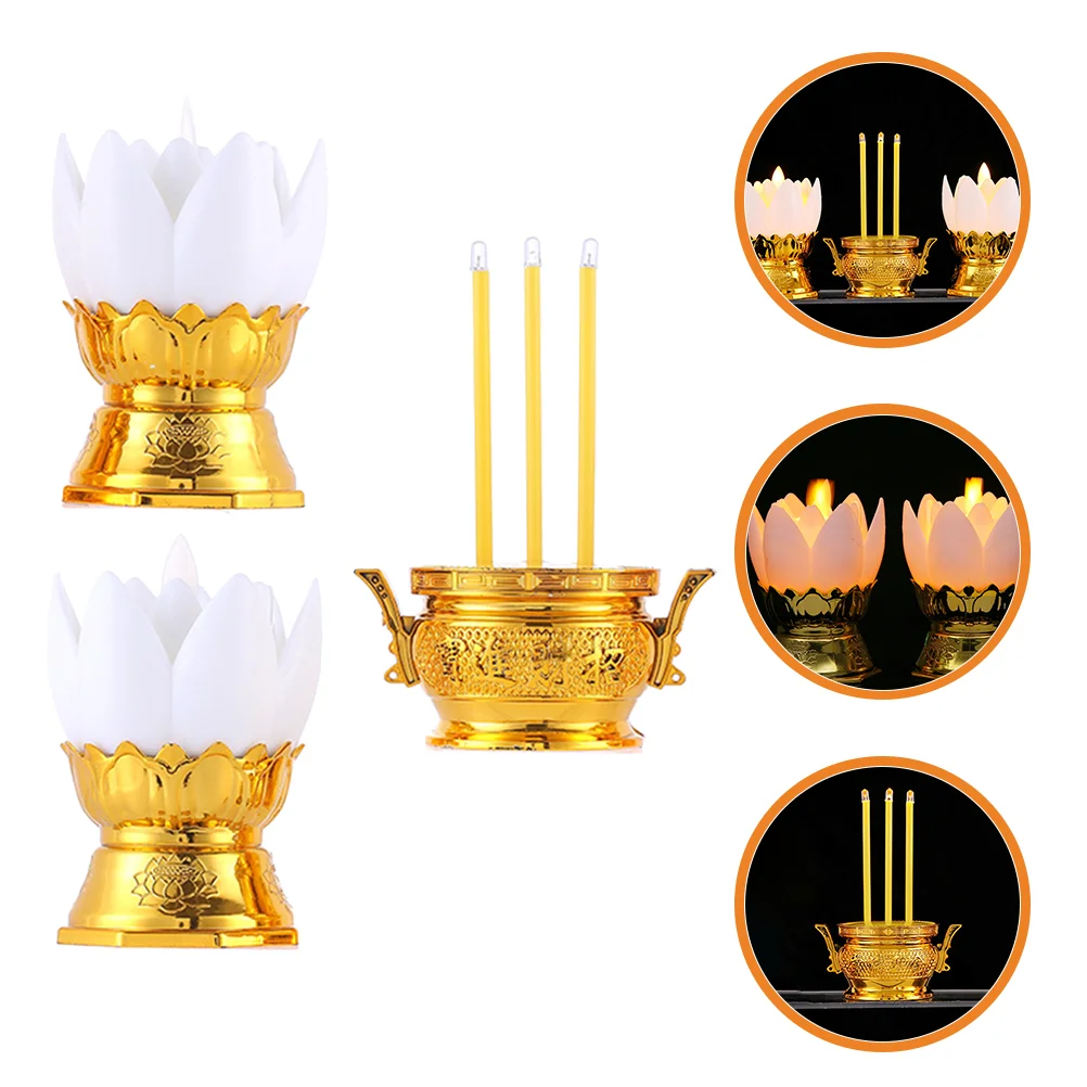 

Lamp Lotus Led Flower Light Electric Diyalights Buddhabuddhist Stick Burner Holder Room Poojacenterpiece Stand Votive Holders