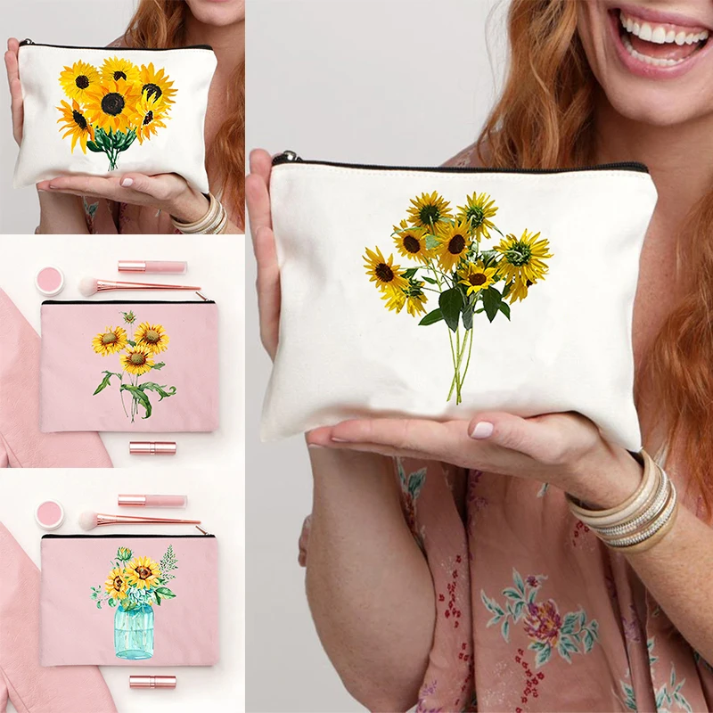 

Sunflower Hyacinthoides Non-scripta Printed Pattern Women's Travel Necessities Wedding Shower Bag School Stationery Storage Box