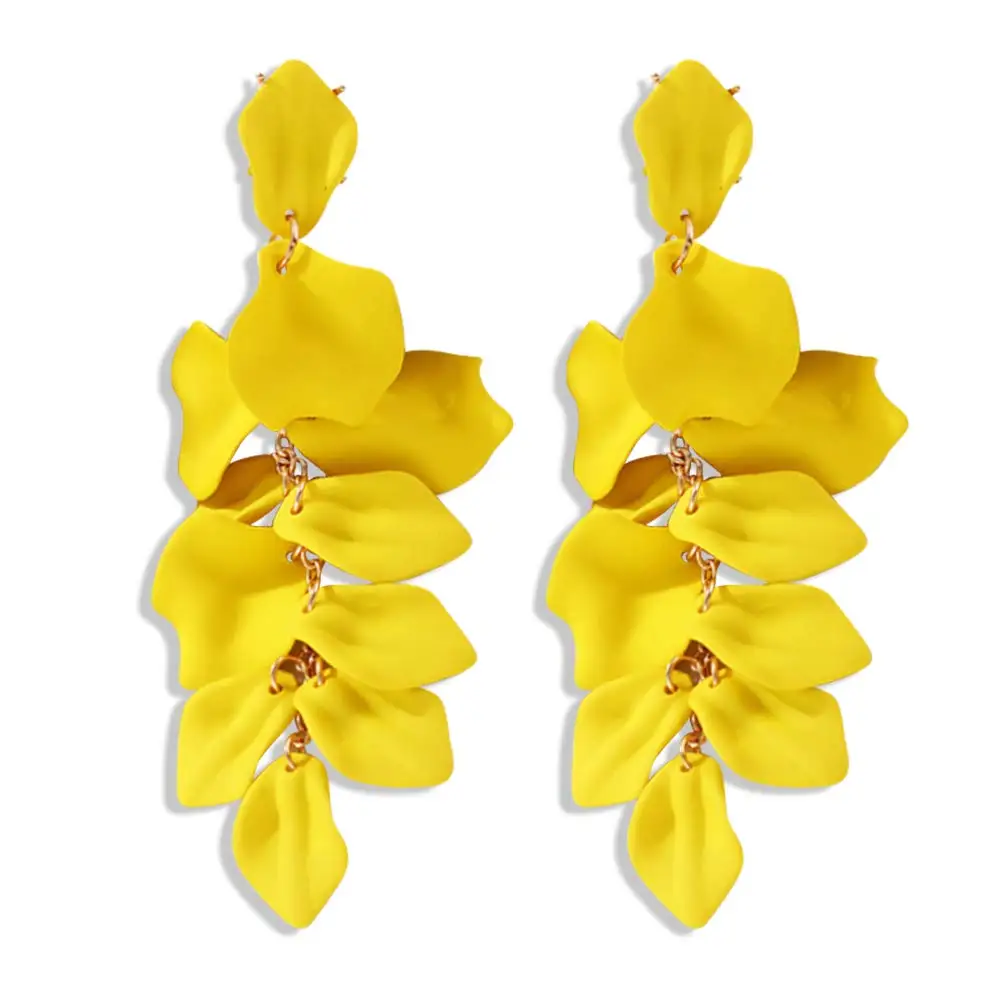 

2023 Желтые Длинные акриловые висячие серьги с крупными цветами в виде роз, висячие серьги с цветочными кисточками для женщин