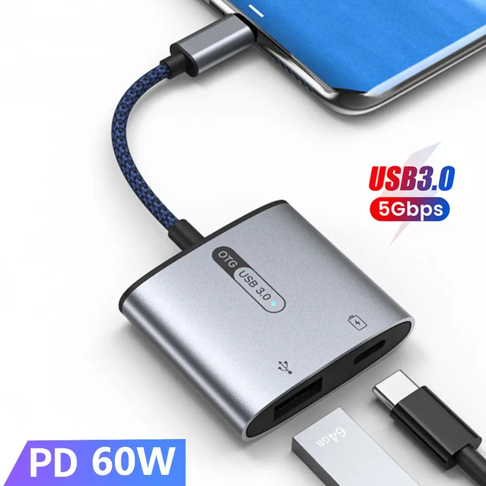 

Адаптер для быстрой зарядки USB 3,0 типа C OTG PD 60 Вт