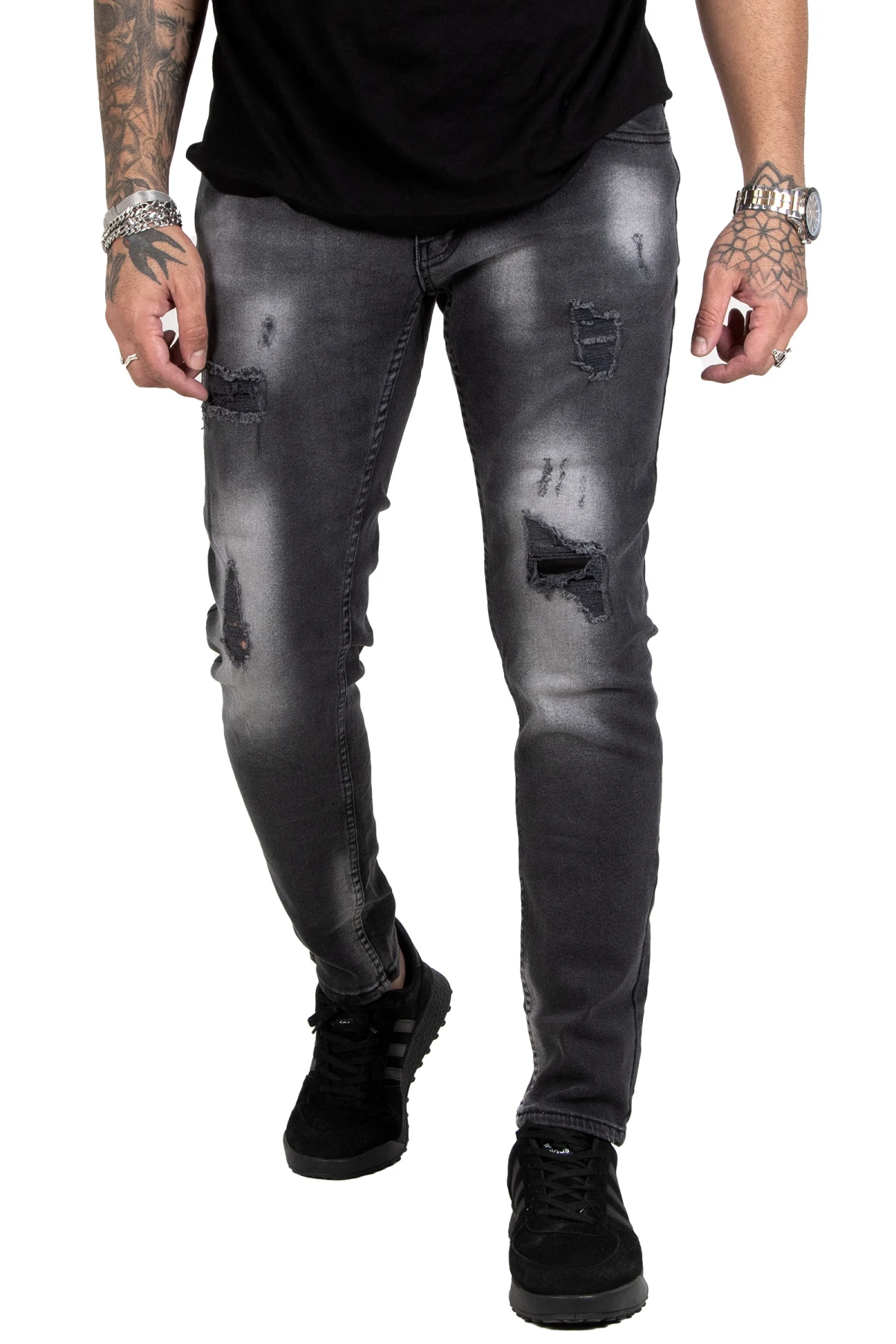 DeepSEA Slim Fit lycra with stone ripped jeans 2205129