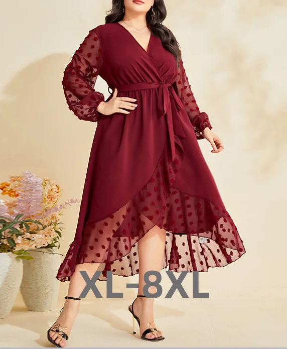 

Plus Size Elegant Sexy Evening Party Long dress Long Sleeve v Neck Bandage dresses for Women Female 3xl 4xl 5xl 6xl