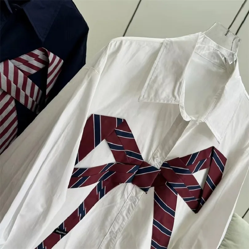 Женская хлопковая блузка с длинным рукавом