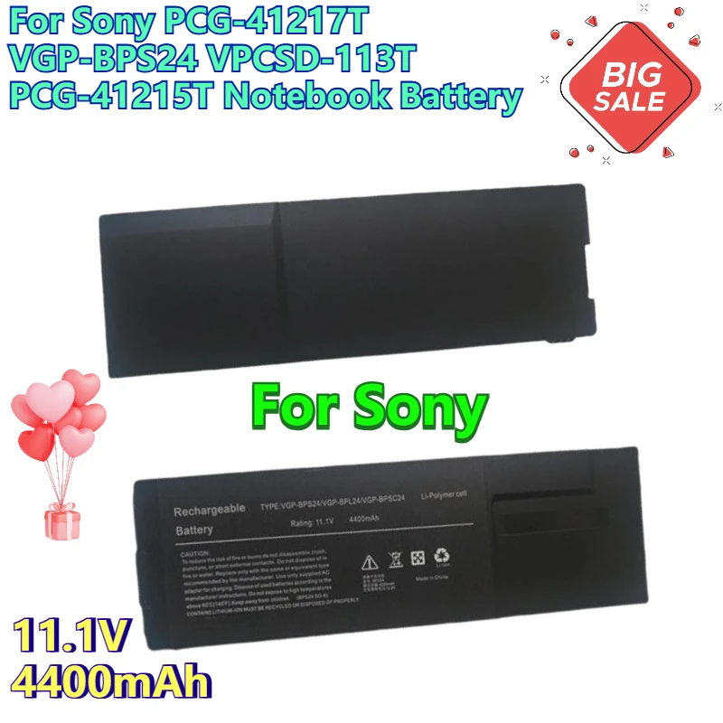 Фото 11,1 В 4400 мАч для Sony PCG-41217T VGP-BPS24 VPCSD-113T PCG-41215T Аккумулятор для ноутбука №1