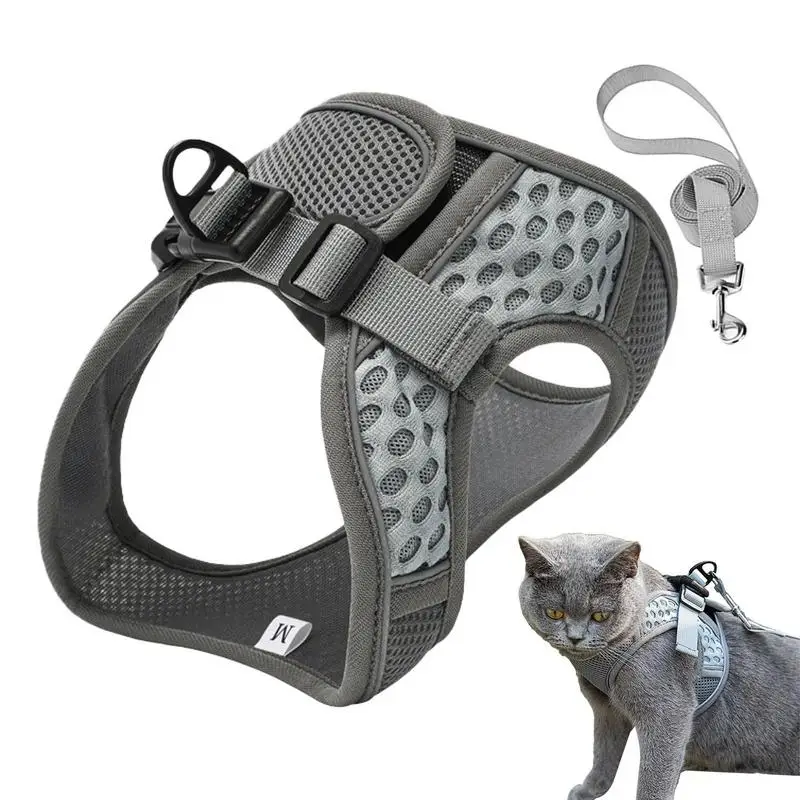 

Dog Harness Mesh Vest Harness With Leash Cat Harness With Reflective Strip Mesh Pet Vest Breathable Vest Harness Kitten Vest