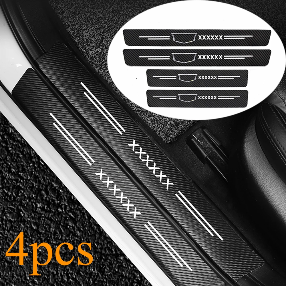 

4x Car Door Threshold Plate Protector Sticker Decorate Accessorie For Cadillac ATS CT6 CTS SRX XT5 XT4 SLS XTS XT6 ESCALADE XLR
