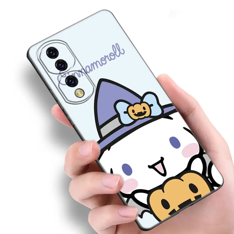 Черный телефонный чехол Kawaii Cinnamoroll для Huawei Honor 70 90 Lite X40 GT X50 i X5 Plus X6A X6S X7A X8A X8B X6 X7 X8 X9