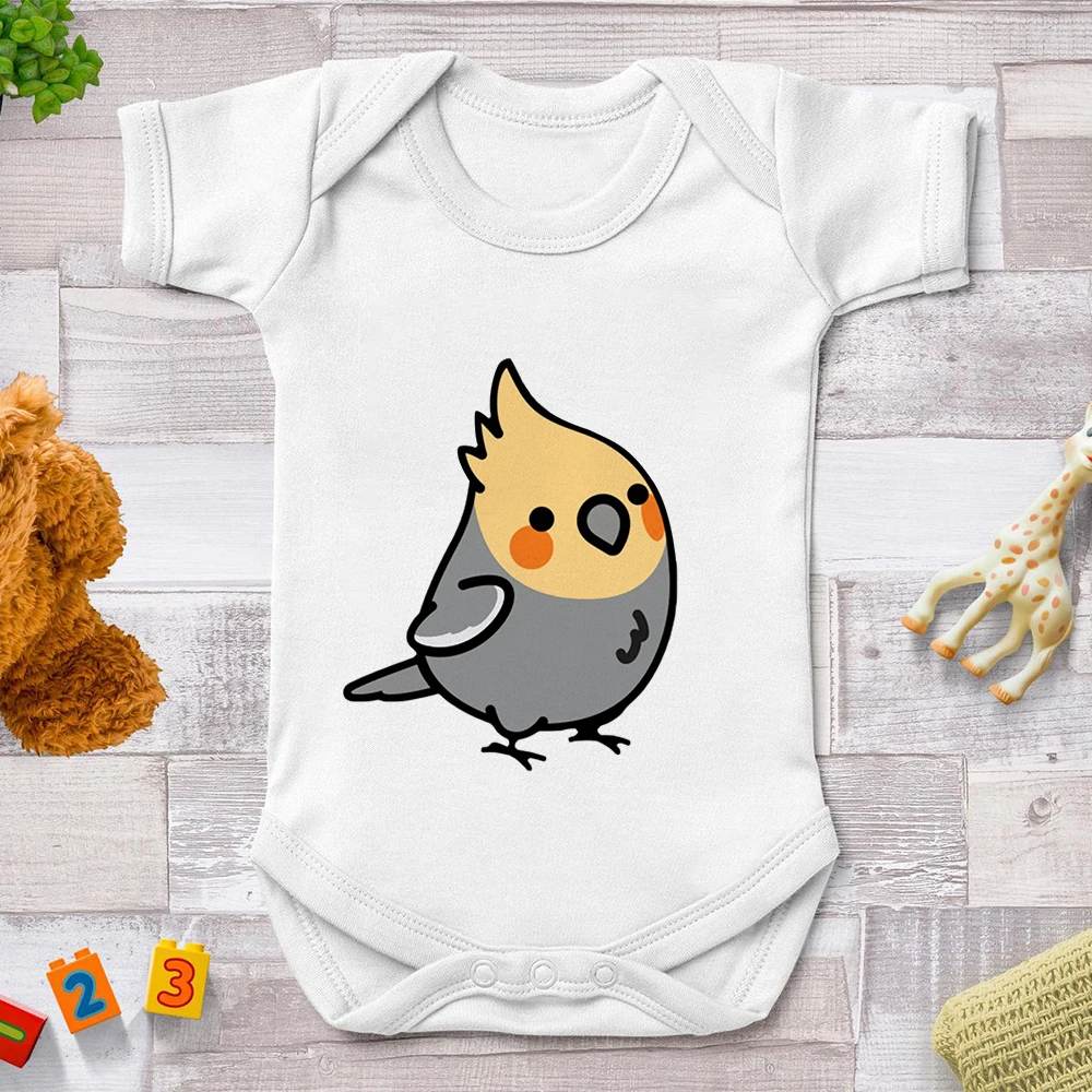 

Kawaii Watercolor Parrot Birds Cartoon Graphics O-Neck Infant Bodysuits Fashion Casual New Summer Newborn Romper