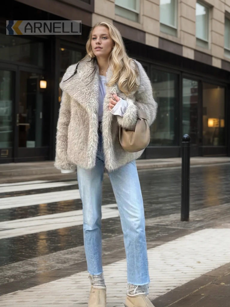 2025 женская осенне-зимняя шуба из искусственного меха плюшевая пушистая куртка