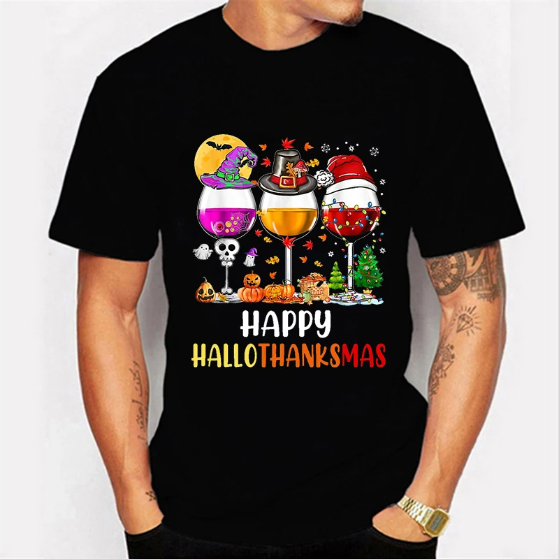 

Футболки с принтом Happy Hallo, для мужчин и женщин, х/б