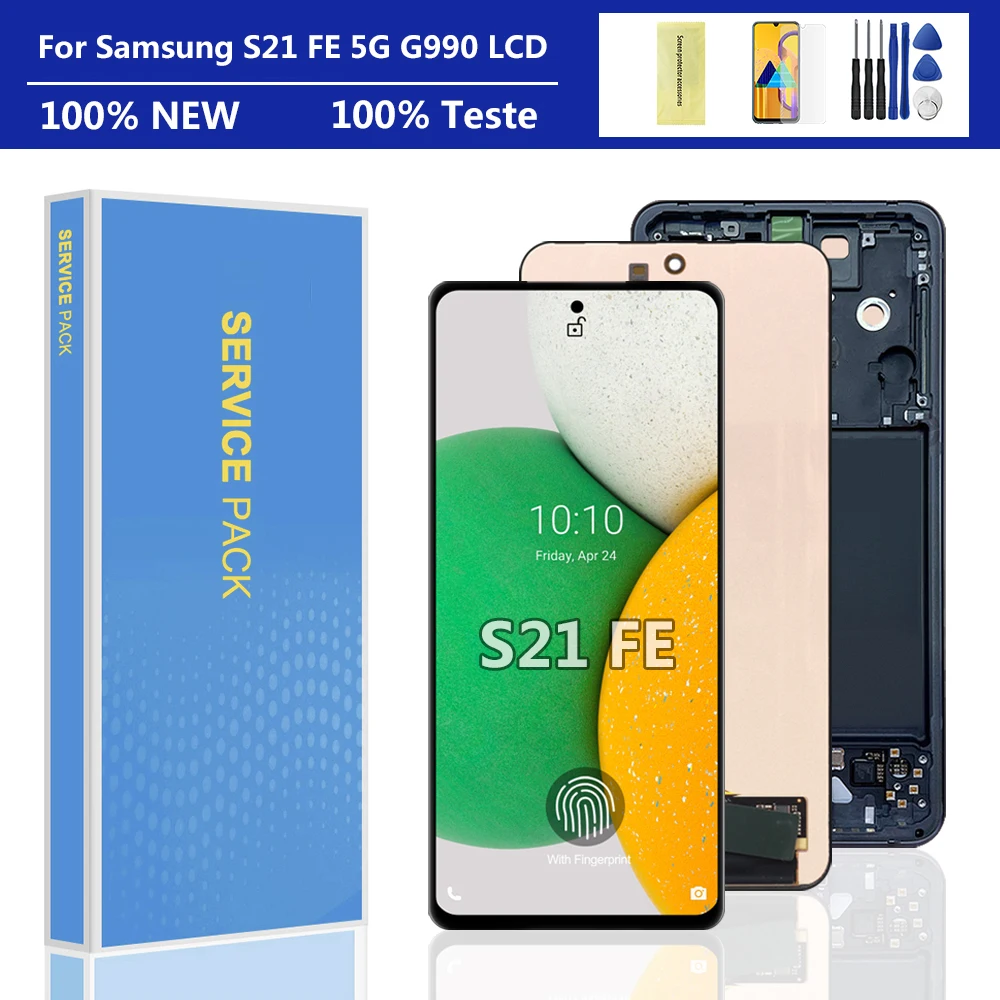 

6.4''Original For Samsung Galaxy S21 FE 5G LCD Display Touch Screen Digitizer Assembly For Samsung S21FE G990 Display With Frame