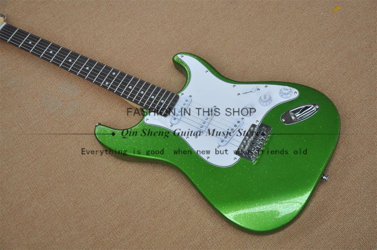 

Metallic Green Guitar, Stra Guitar, Glitter Powder Body, Rosewood Fingerboard Maple Neck