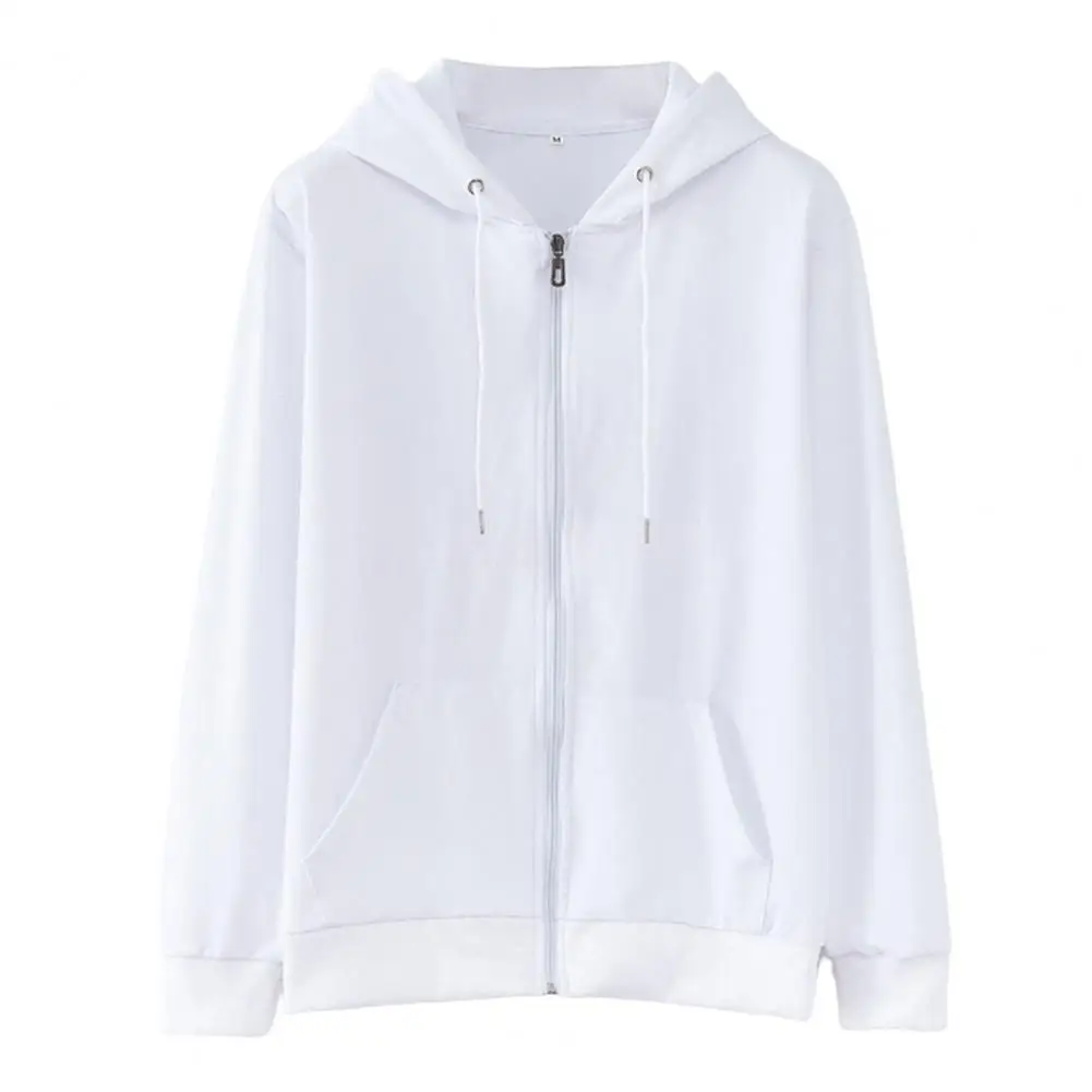 

Couple Hoodie Smooth Zipper Skin-touch Keep Warm Loose Drawstring Hoodie Coat Unisex Sweatshirt for Daily Wear