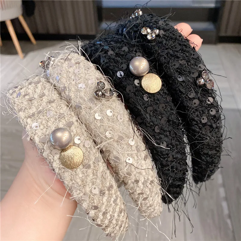 

Women Hairbands Autumn and winter new sequin tassel rhinestone head hoop
