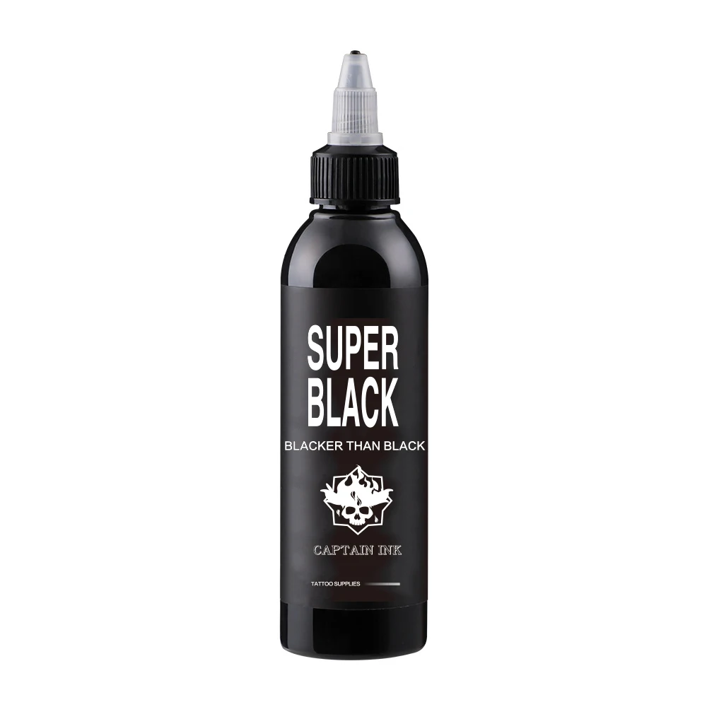 Captainink Tattoo Ink (60ml) 2 Oz Super Black Professional for Human Body High Quality Official Paint on Cartridge Needle
