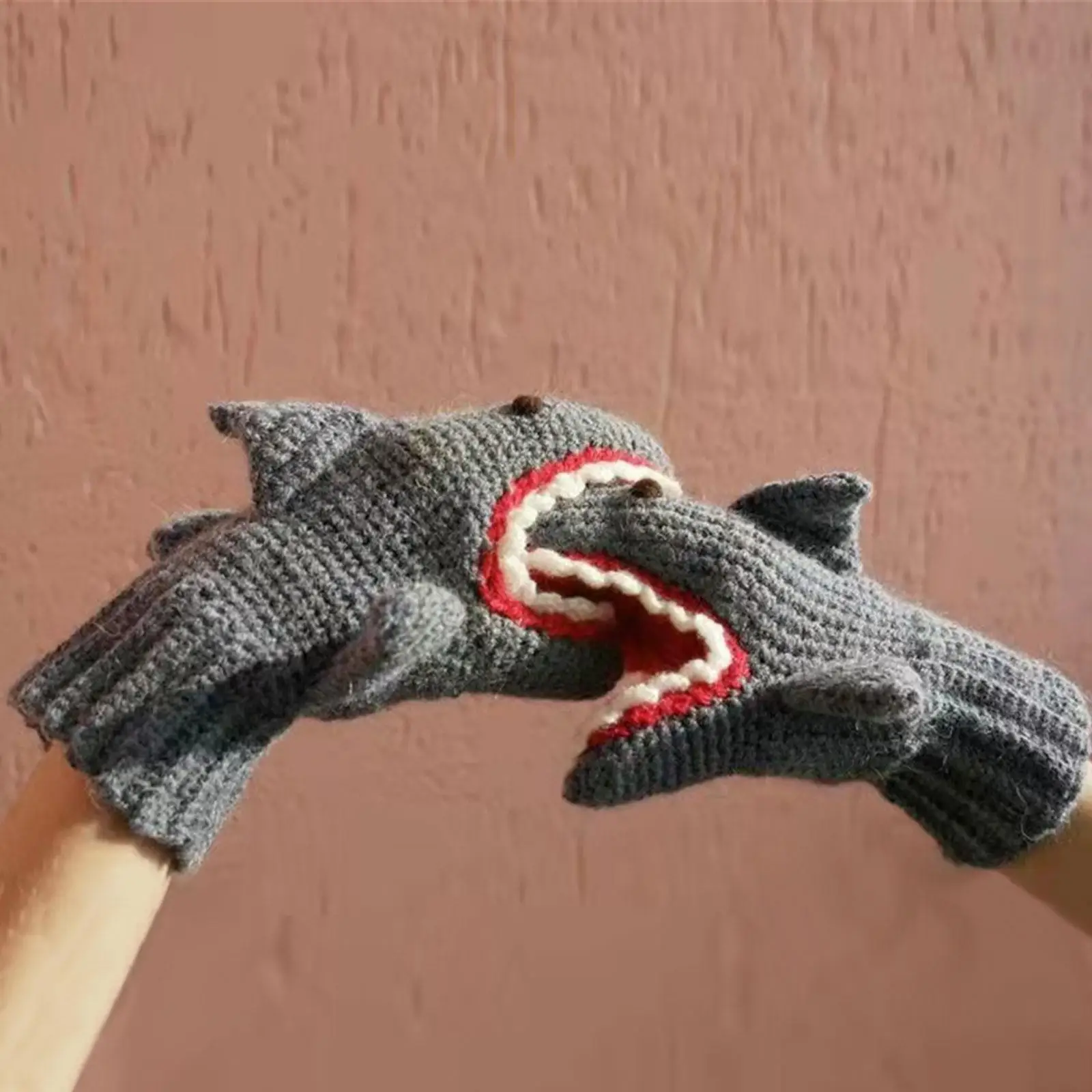 

Вязаные перчатки в стиле унисекс Shark, черные перчатки без пальцев, зимние теплые перчатки, оригинальные женские и R1S6