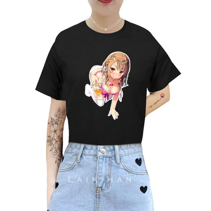 

Сексуальная футболка Imouto Sae Ireba Ii с мультяшным принтом, Женская хлопковая летняя футболка с круглым вырезом и коротким рукавом, топы, Повседн...