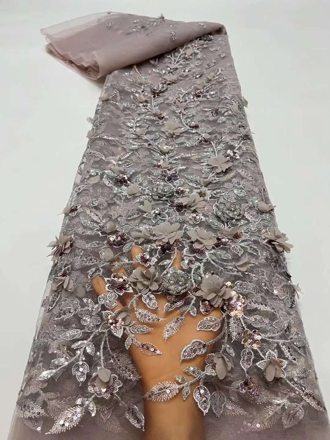 Новая розовая французская Свадебная кружевная 3D Цветочная аппликация вышивка