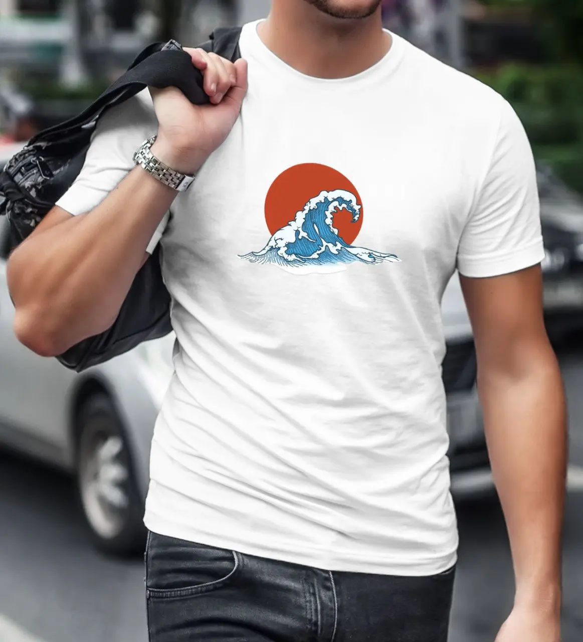 

BK Gift Wave Design White T-Shirt-1