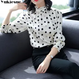 Elegant Women's summer blouses fashion new casual woman tops women 2021 polka dot White shirt blouse