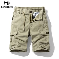 kenntrice summer men cargo shorts 2022 new korean fashion cotton knee length short pants outdoor casual solid mens shorts