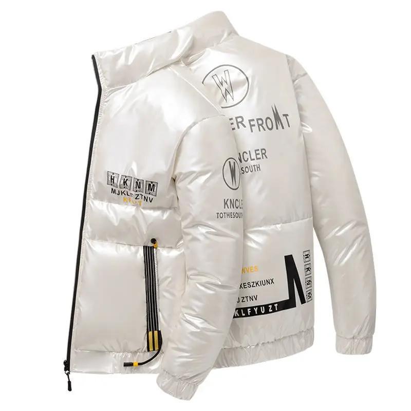 Down padded jacket men's short jacket 2022 new trend handsome men's bright stand collar thickened winter jacket men
