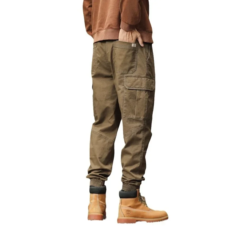 Loose-Fit Men's Cargo Pants Stylish Straight-Leg Casual Trousers Japanese Style Male Generated By AI For Spring Autumn