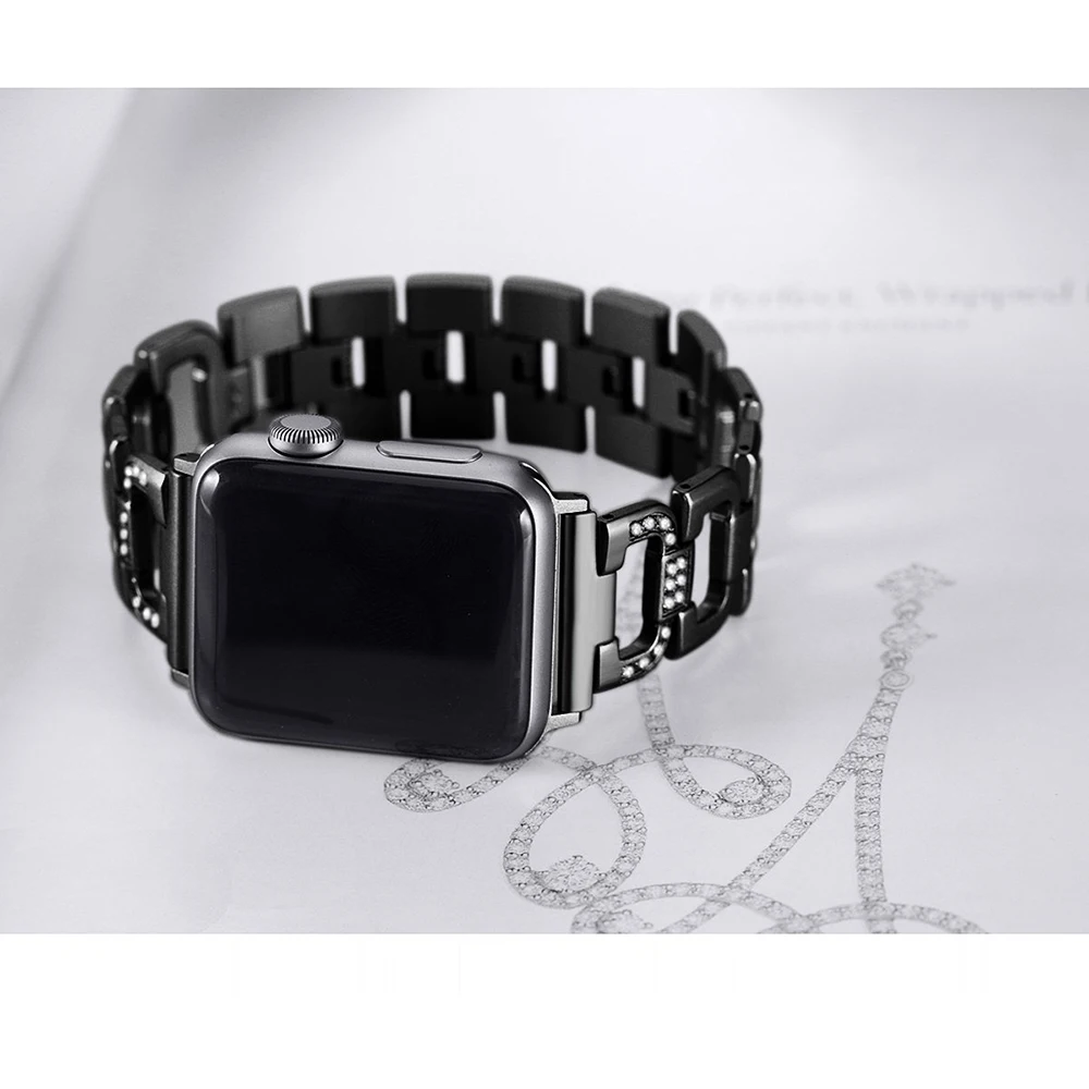 Metal Link Strap For Apple Watch Band 49mm 45mm 44mm 42mm 41mm 40mm Diamond Stainless Steel Bracelet iWatch Ultra 8 7 6 5 4 3 SE