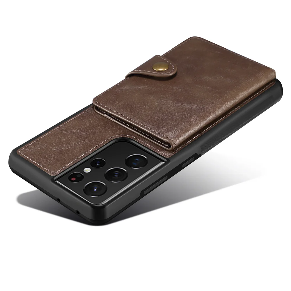 Leather Case for Samsung Galaxy S21 Ultra Back Buckles Card Slot Case for Samsung S21 Plus S21 5G PU Leather Cover Flip Cases