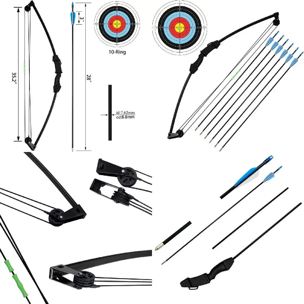 

Handsome 6 Arrows Kids Outdoor Compound Bow Toy Gift Set for Teens Youth Sports Hunting Junior Children Archery