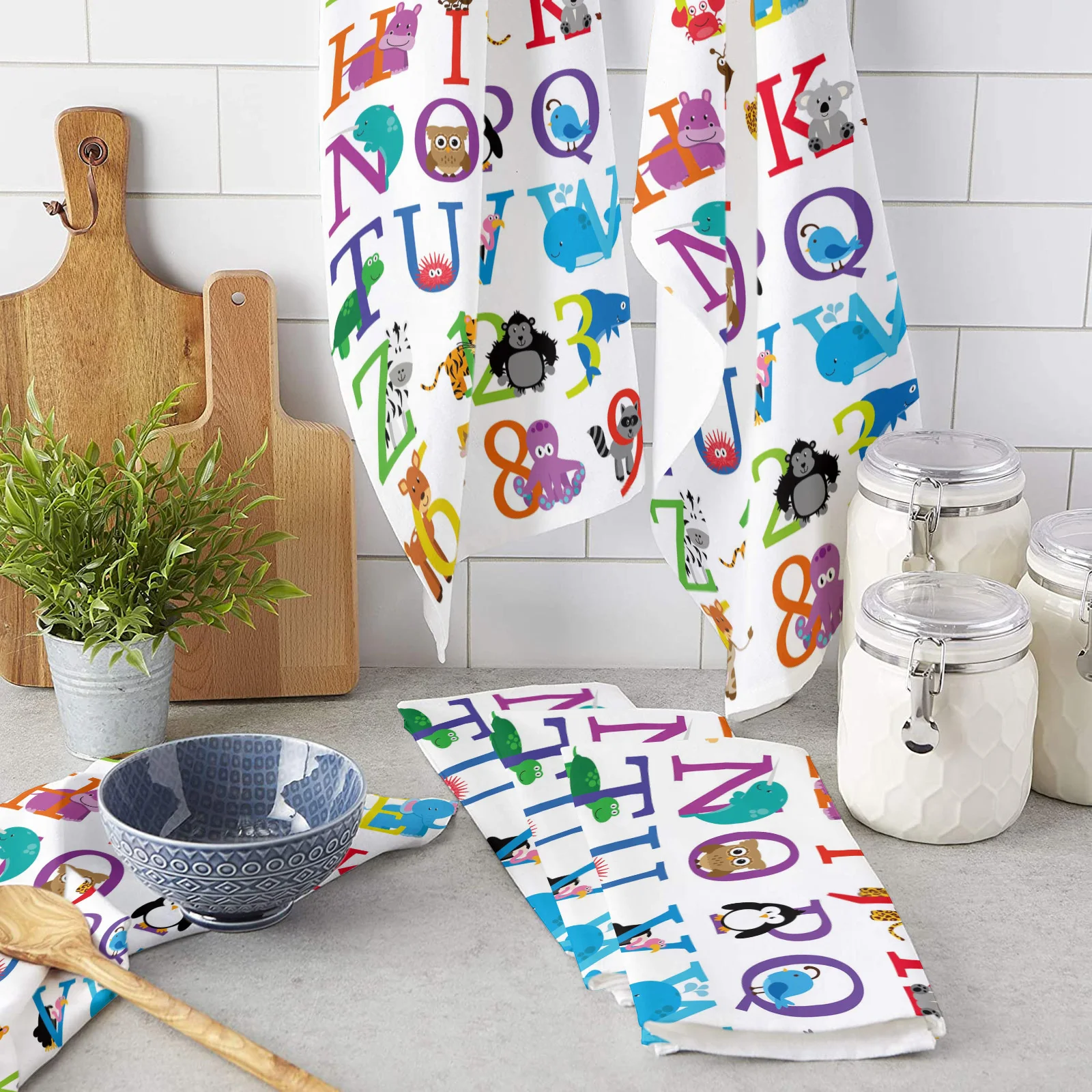 

Кухонное полотенце из микрофибры с милыми животными и мультяшным алфавитом