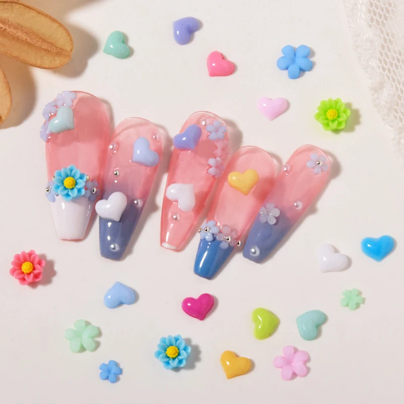 

3D украшения для ногтей «сделай сам», конфеты, разноцветные, смешанные, с плоским дном, цветные, из смолы, милые платья, любовь, сердце, цветок, аксессуары для маникюра, оптовая продажа