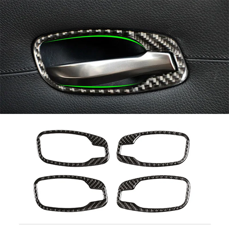 

4pcs Car Styling Carbon Fiber Car Inner Door Handle Cover Pull Frame Protective Cover Trim For BMW 5 Series E60 E61 2006-2010