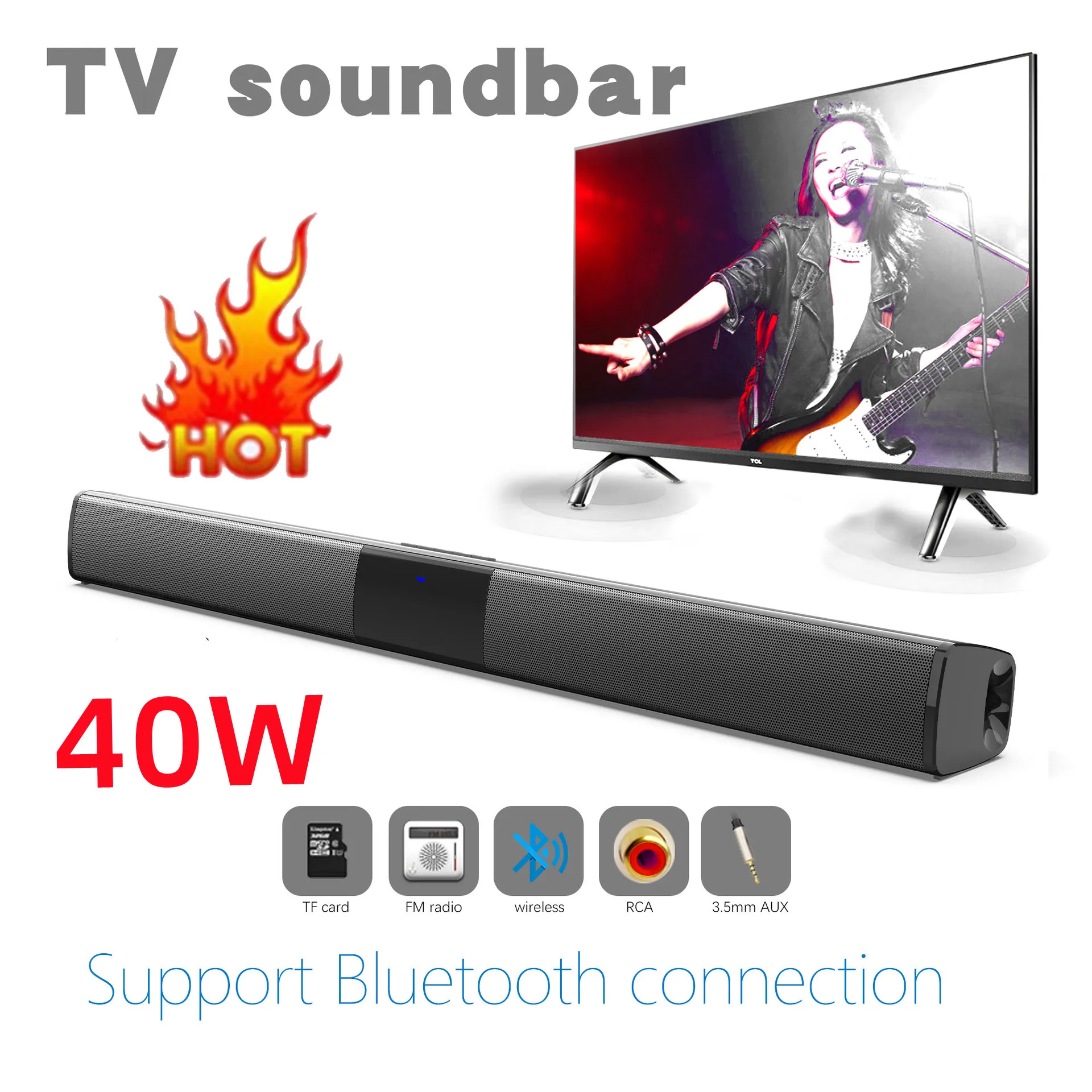 Soundbar TV Portable Bluetooth-compatible Speaker Sound bar Wireless Column Music Home Theater Sound System RCA AUX For TV PC